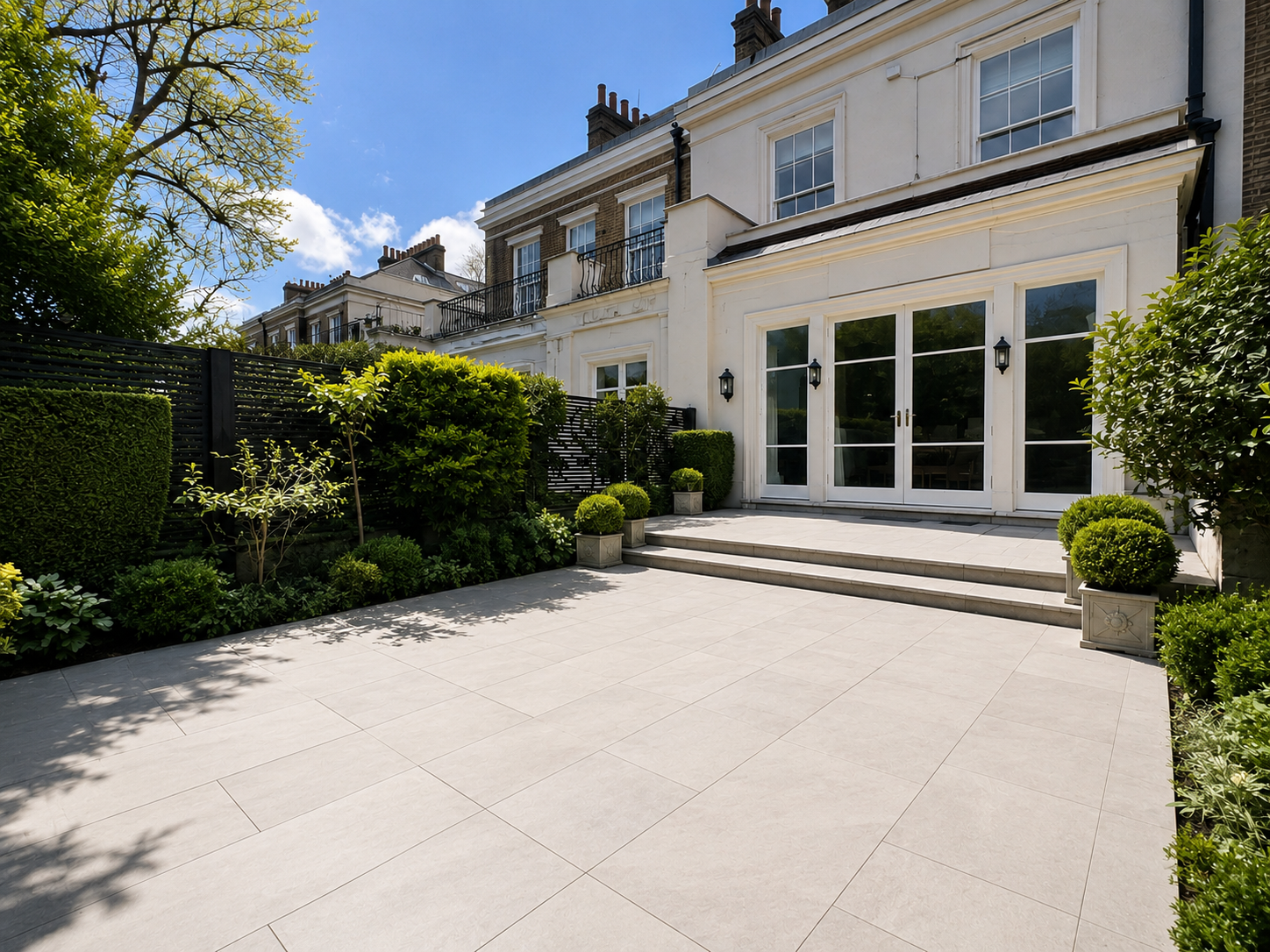 After — Porcelain-tiled rear garden patio